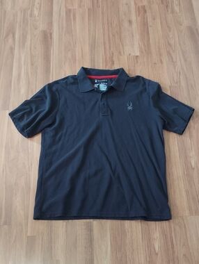 Spyder Men's Black Polo with Red Collar Trim